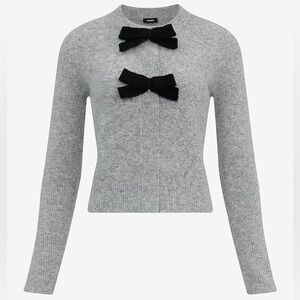 Express soft grey bow sweater cardigan